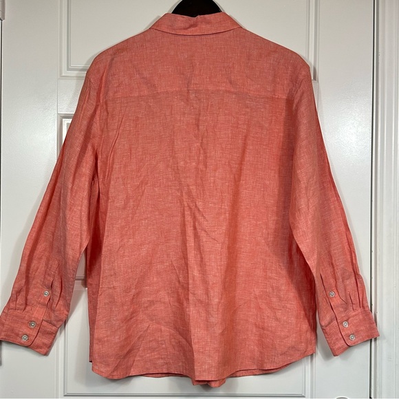 Tommy Bahama Women’s 100% Linen Classic Button Down Blouse Coral Pink Size L - Picture 6 of 10